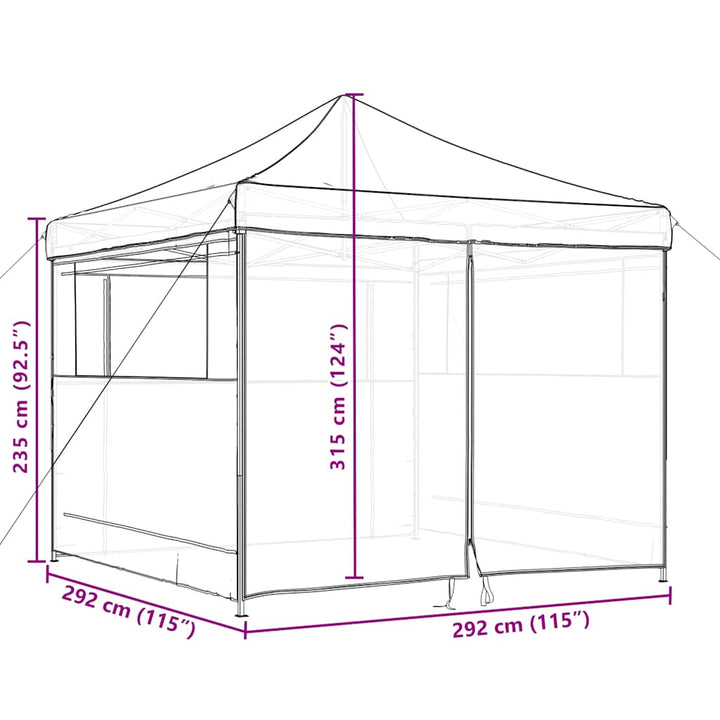 foldbart pop-up festtelt med 4 sidevægge sort
