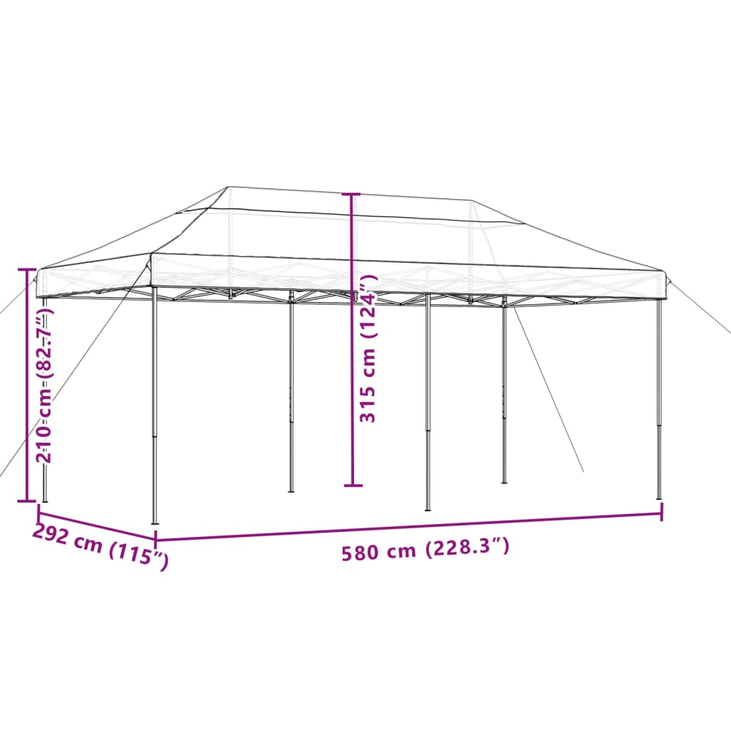 Party Tent Bordeaux med sort ramme Oxford stof
