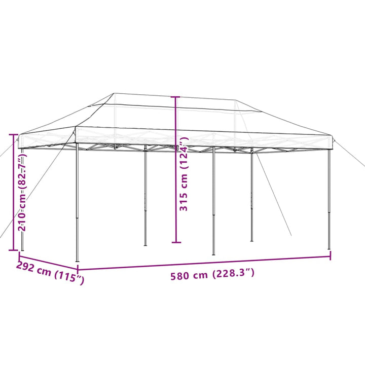 Party Tent Bordeaux med sort ramme Oxford stof
