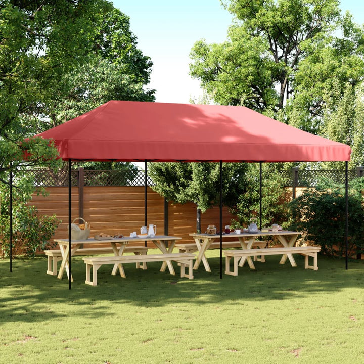 Party Tent Bordeaux med sort ramme Oxford stof