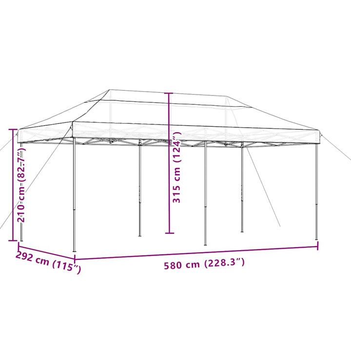 foldbart pop up-festtelt 580x292x315 cm sort