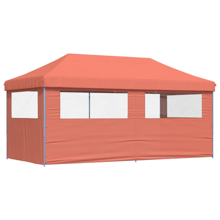foldbart pop-up festtelt med 3 sidevægge terracotta