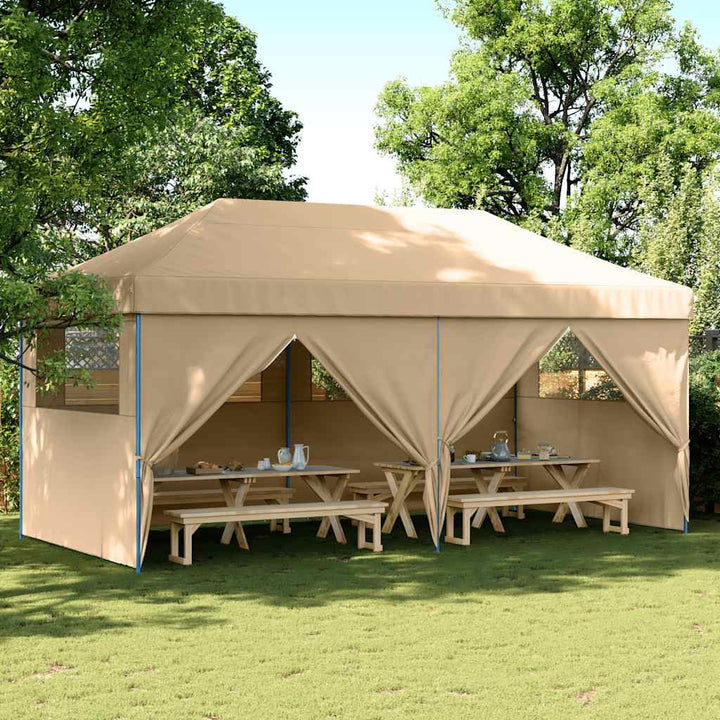 foldbart pop-up festtelt med 4 sidevægge beige