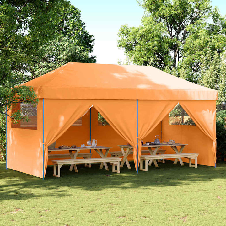 foldbart pop-up festtelt med 4 sidevægge orange