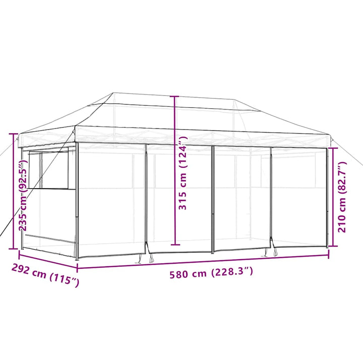 foldbart pop up-festtelt med 4 sidevægge gråbrun