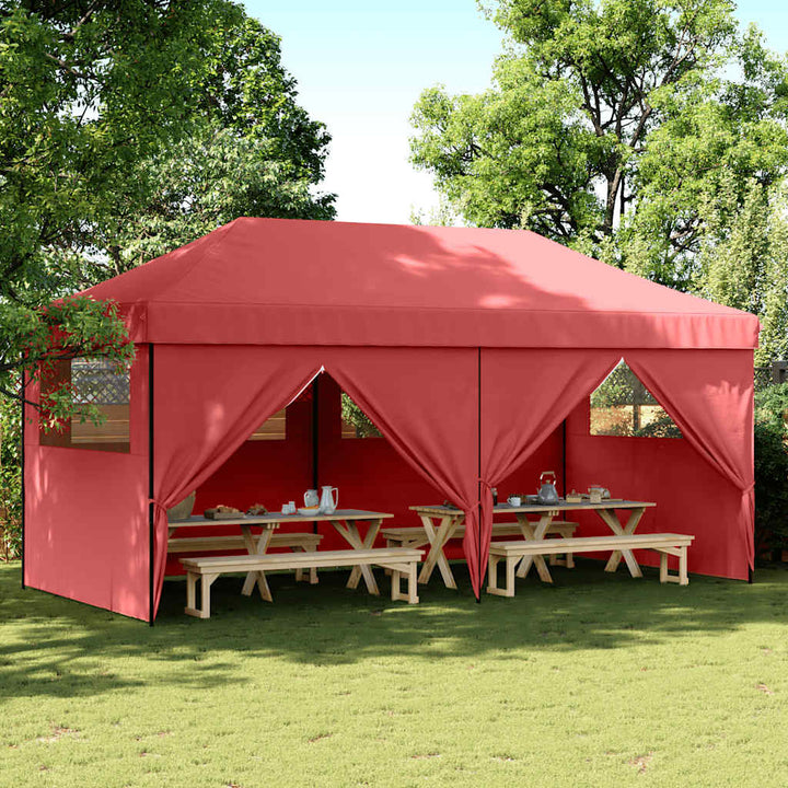 foldbart pop up-festtelt med 4 sidevægge bordeaux