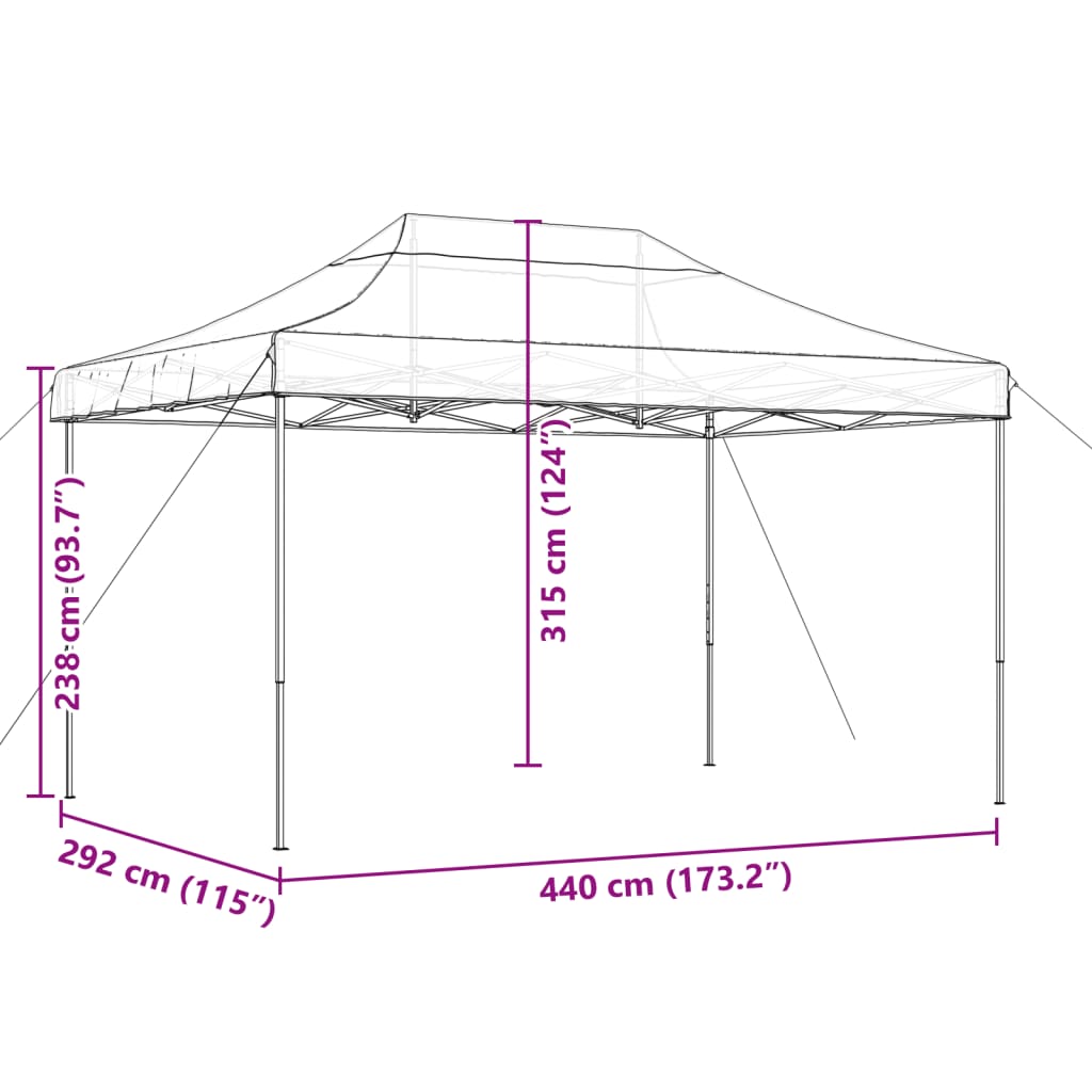 foldbart pop up-festtelt 440x292x315 cm terracotta