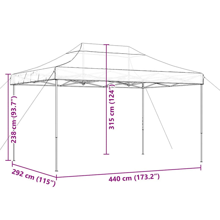 foldbart pop up-festtelt 440x292x315 cm sort