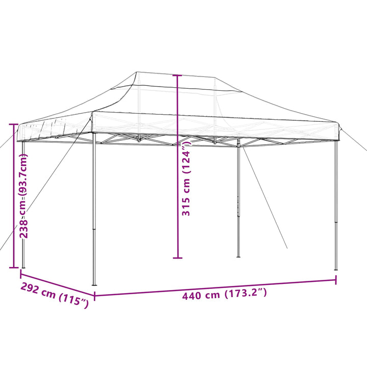 foldbart pop up-festtelt 440x292x315 cm sort