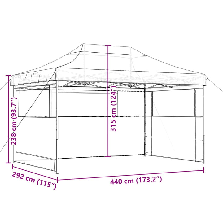 Party Tent 440 x 292 x 315 cm Grøn med blå ramme