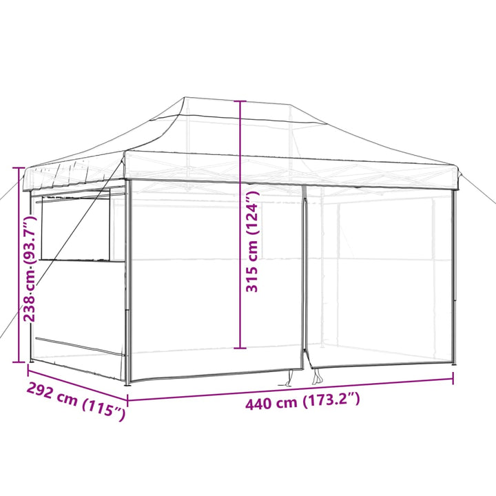 foldbart pop-up festtelt med 4 sidevægge beige