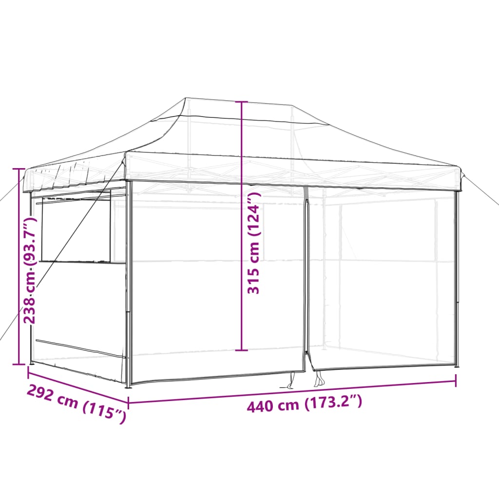 foldbart pop-up festtelt med 4 sidevægge grøn