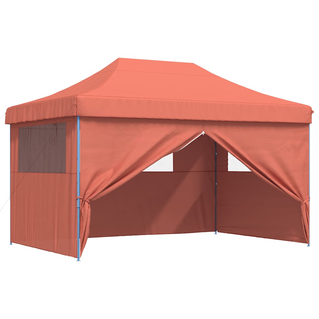 foldbart pop-up festtelt med 4 sidevægge terracotta