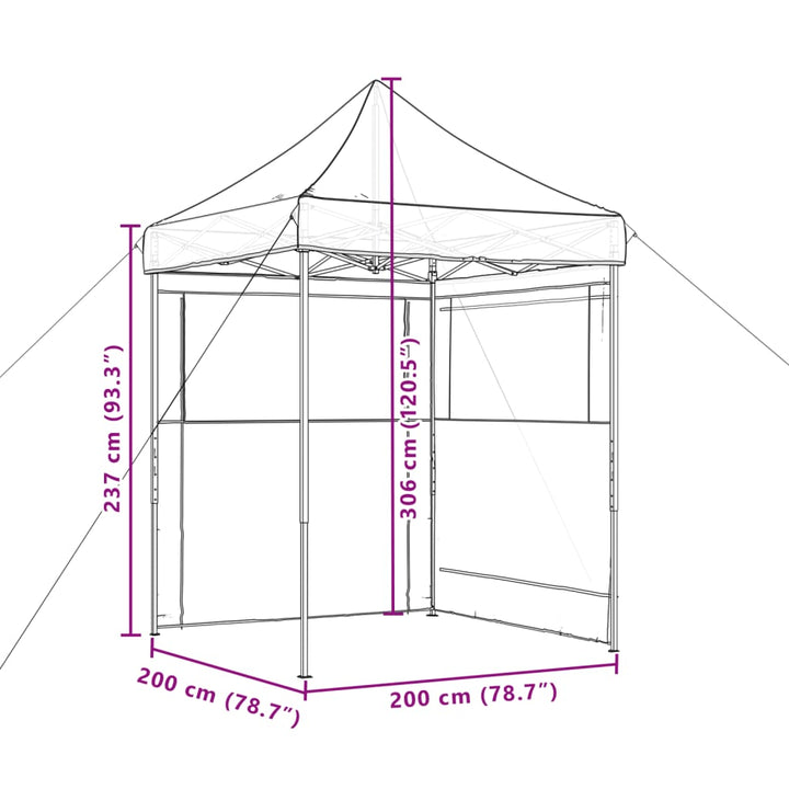 foldbart pop-up festtelt med 2 sidevægge grøn