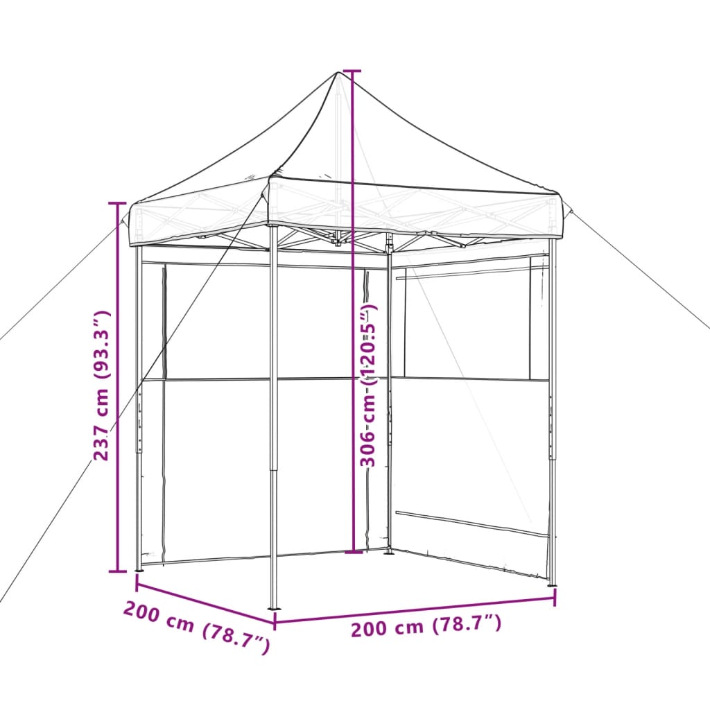 foldbart pop up-festtelt med 2 sidevægge bordeaux