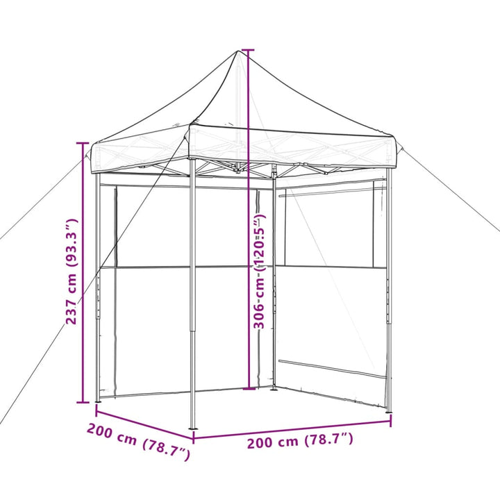 foldbart pop up-festtelt med 2 sidevægge bordeaux