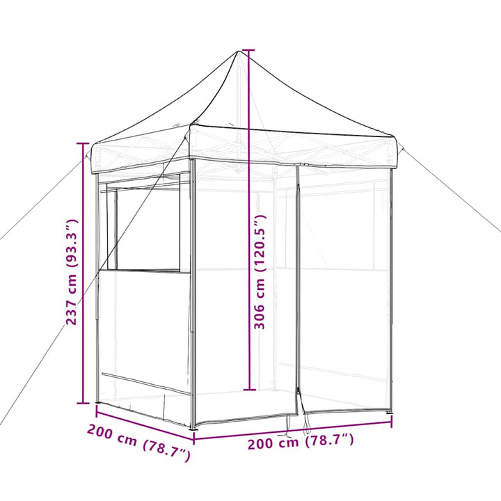 foldbart pop up-festtelt med 4 sidevægge bordeaux