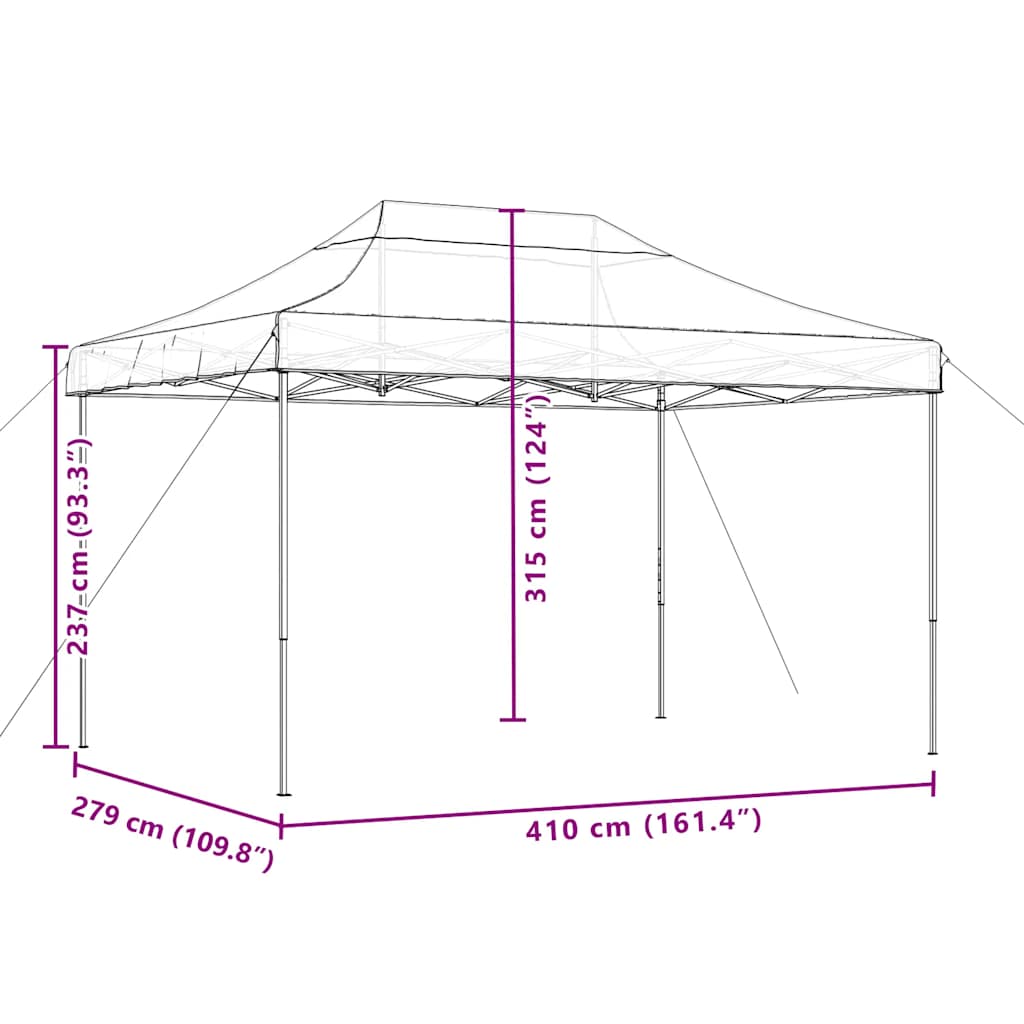 pop op-festtelt 410x279x315 cm foldbart sort