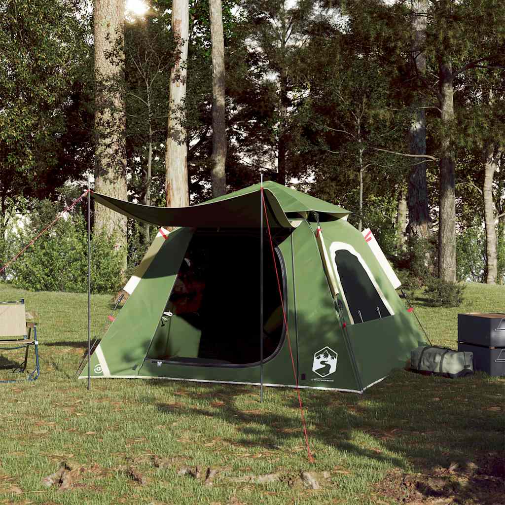 4-personers campingtelt quick-release grøn