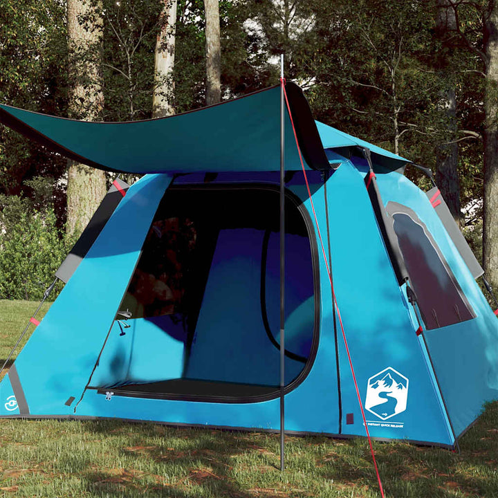 4-personers campingtelt quick-release blå