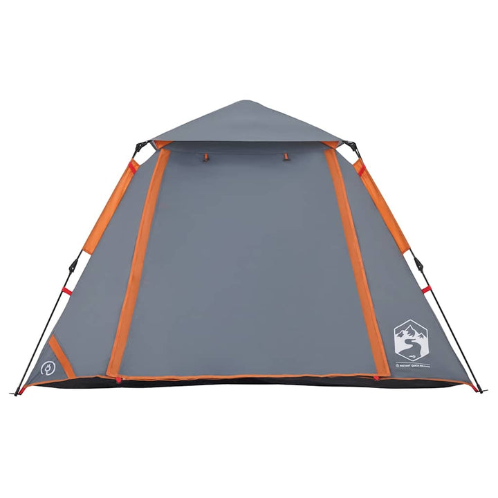 4-personers campingtelt kuppel quick-release grå og orange