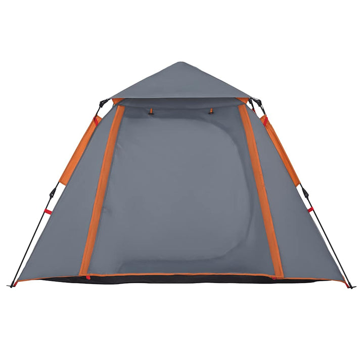 4-personers campingtelt kuppel quick-release grå og orange