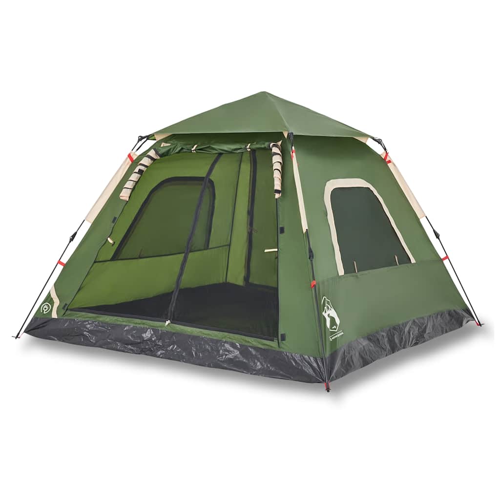 5-personers campingtelt kuppel quick-release grøn
