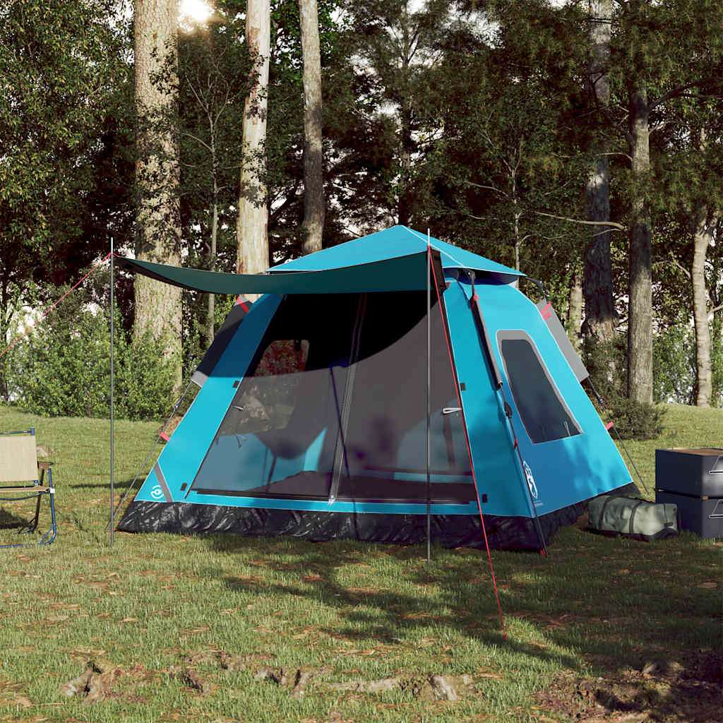 5-personers campingtelt kuppel quick-release blå