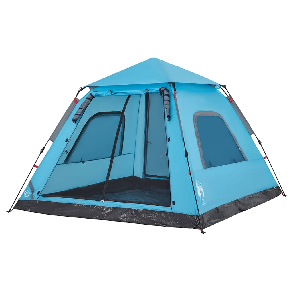 5-personers campingtelt kuppel quick-release blå