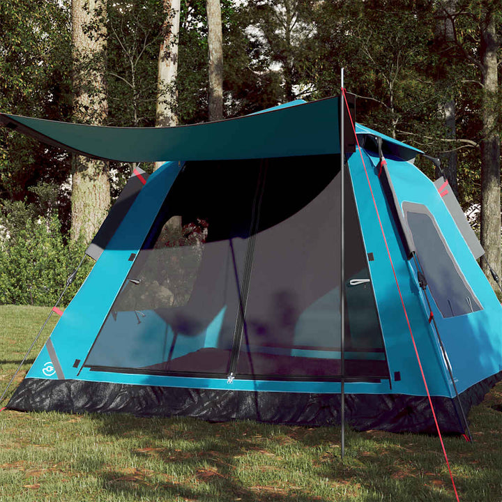 5-personers campingtelt kuppel quick-release blå