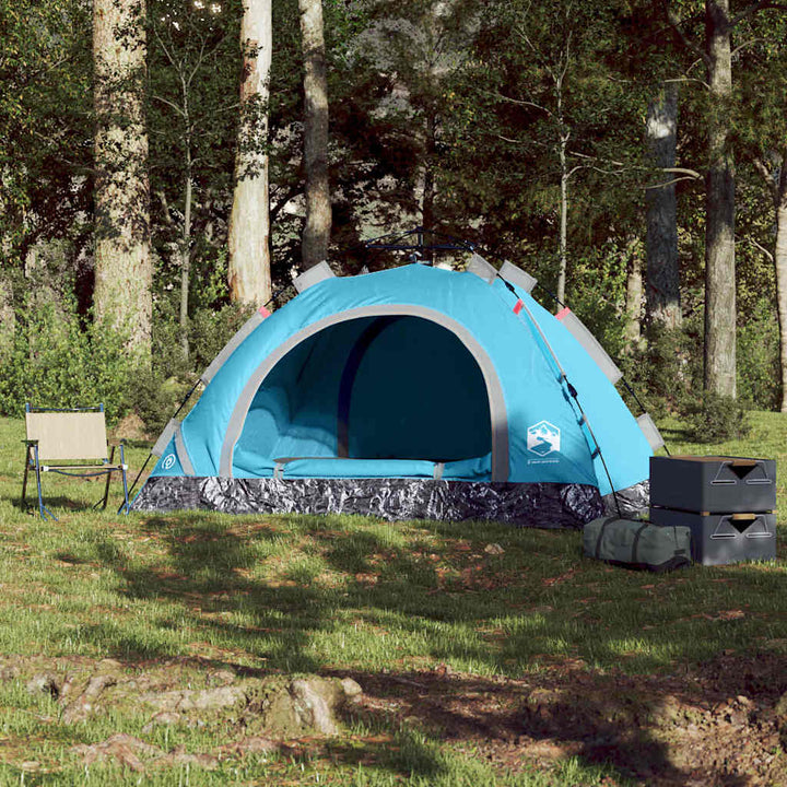 4-personers campingtelt quick-release blå