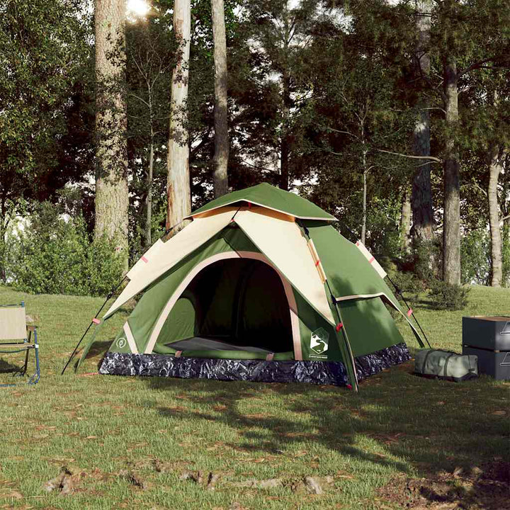 3-personers campingtelt kuppel quick-release grøn