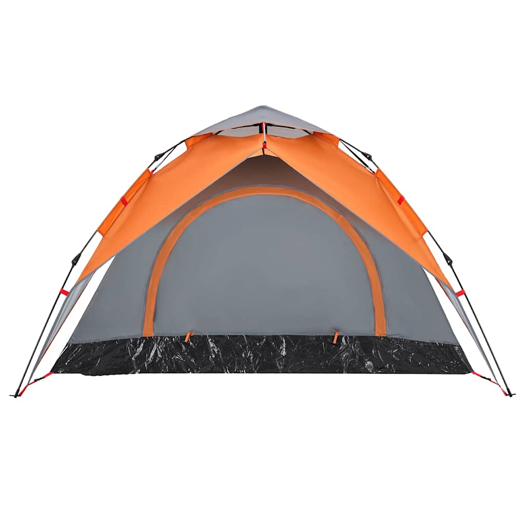 3-personers campingtelt kuppel quick-release grå og orange