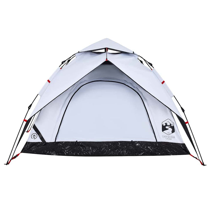 3-personers campingtelt kuppel quick-release mørklægning hvid