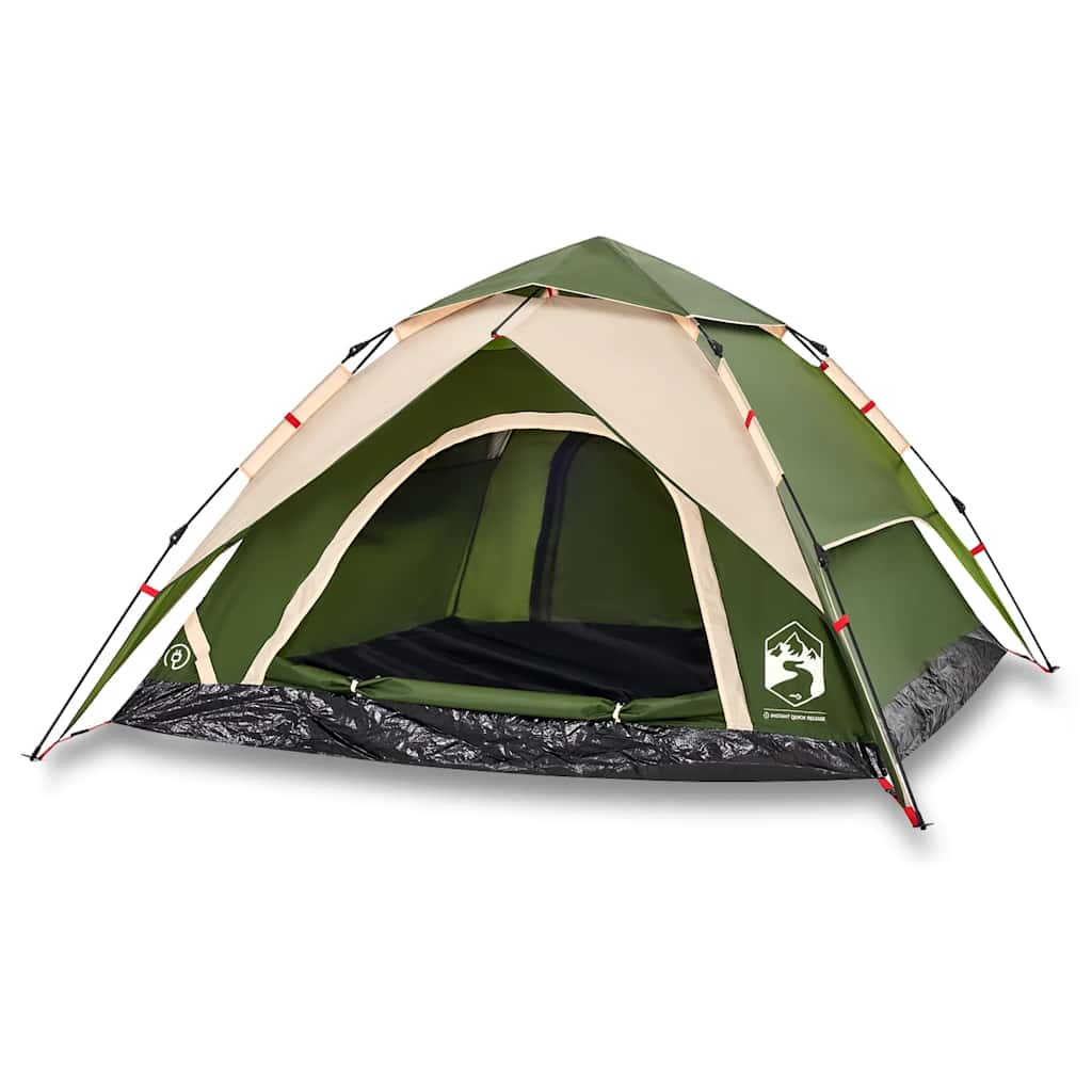 4-personers campingtelt quick-release grøn