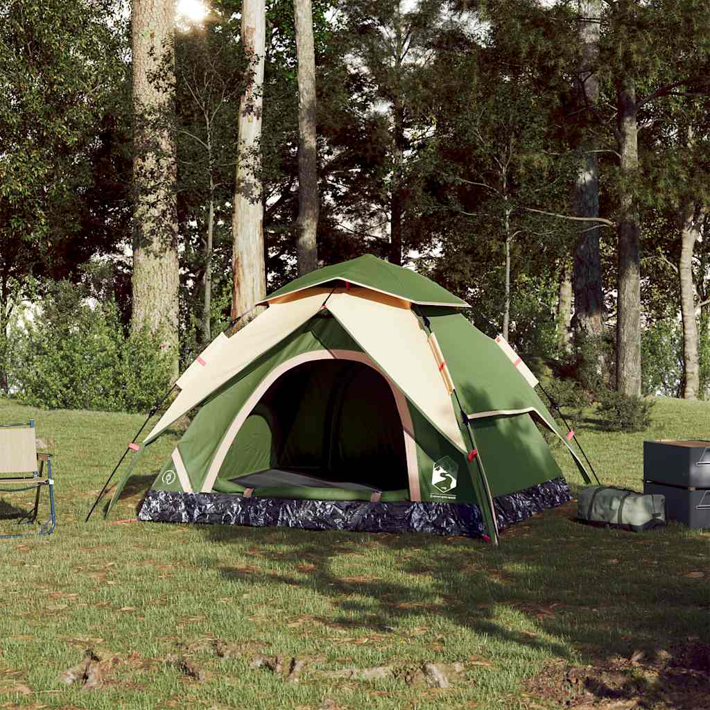4-personers campingtelt quick-release grøn