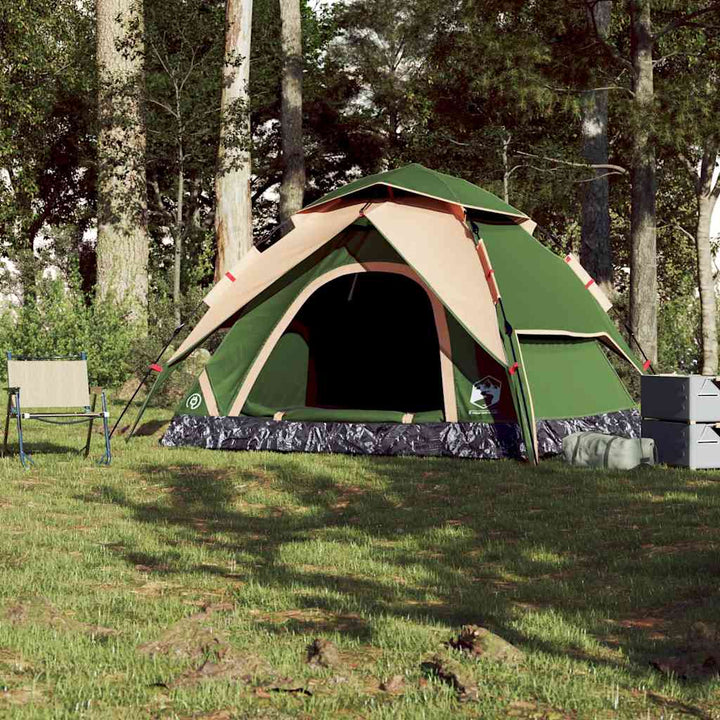 5-personers campingtelt kuppel quick-release grøn
