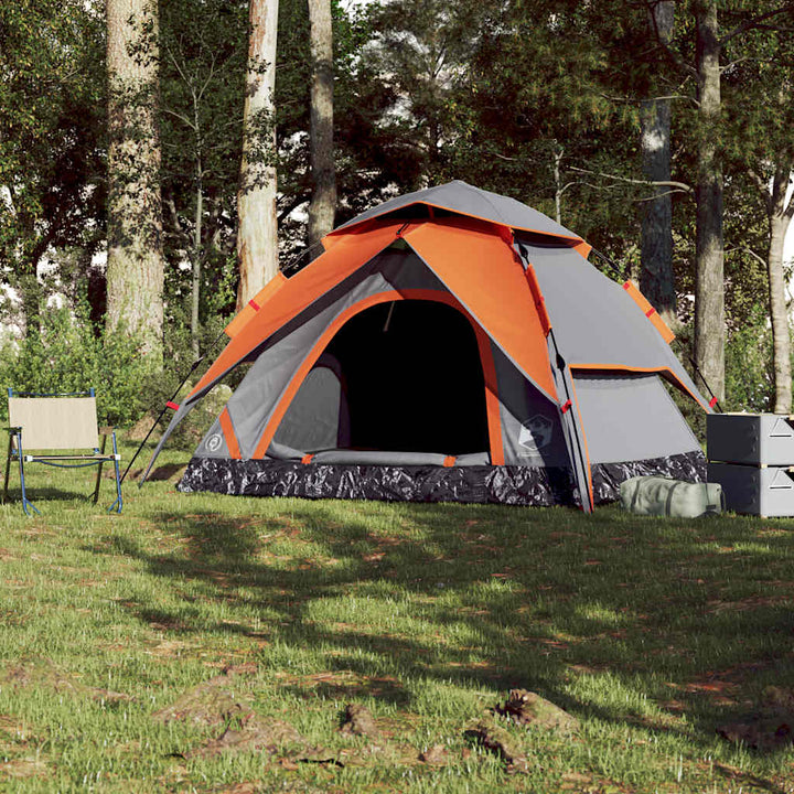 5-personers campingtelt kuppel quick-release grå og orange