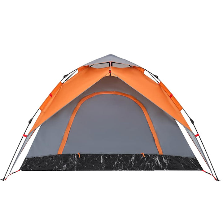 5-personers campingtelt kuppel quick-release grå og orange