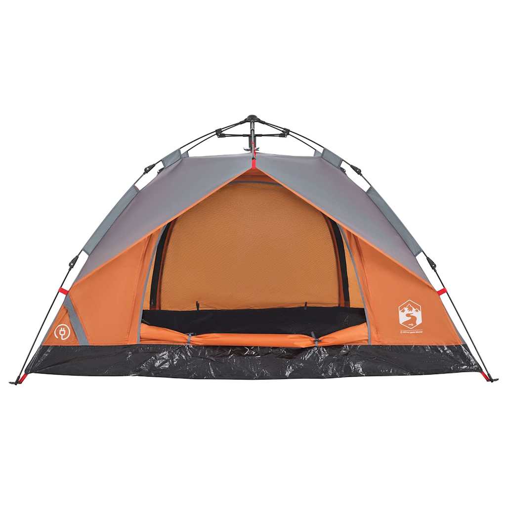 2-personers campingtelt kuppel quick-release grå og orange