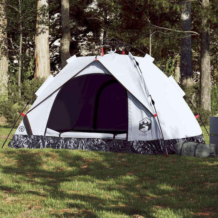 2-personers campingtelt kuppel quick-release mørklægning hvid