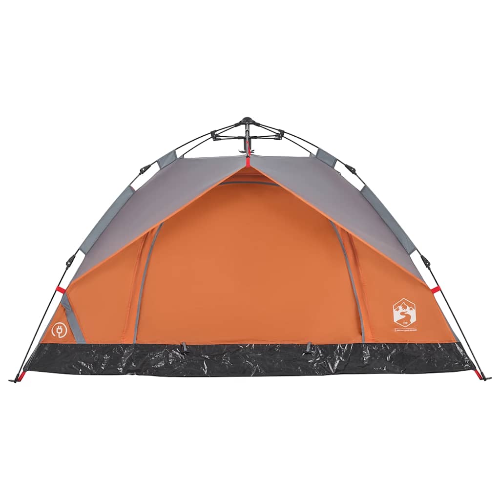 3-personers campingtelt kuppel quick-release grå og orange
