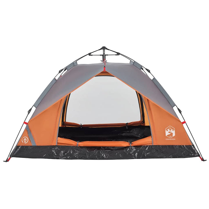 3-personers campingtelt kuppel quick-release grå og orange