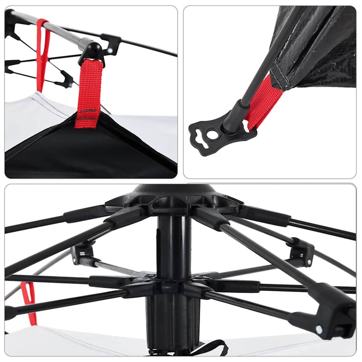 3-personers campingtelt kuppel quick-release mørklægning hvid