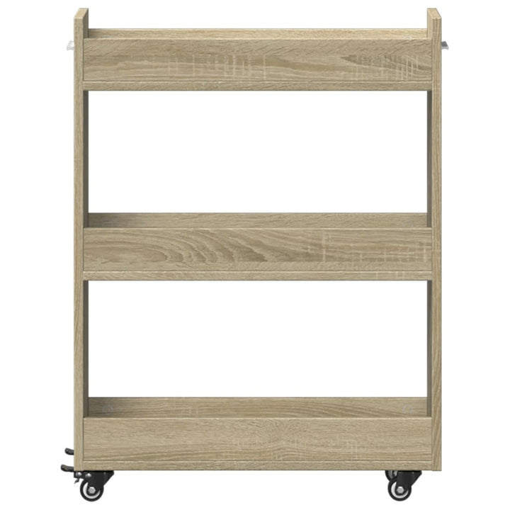 skab med hjul 60x22x79 cm konstrueret træ sonoma-eg