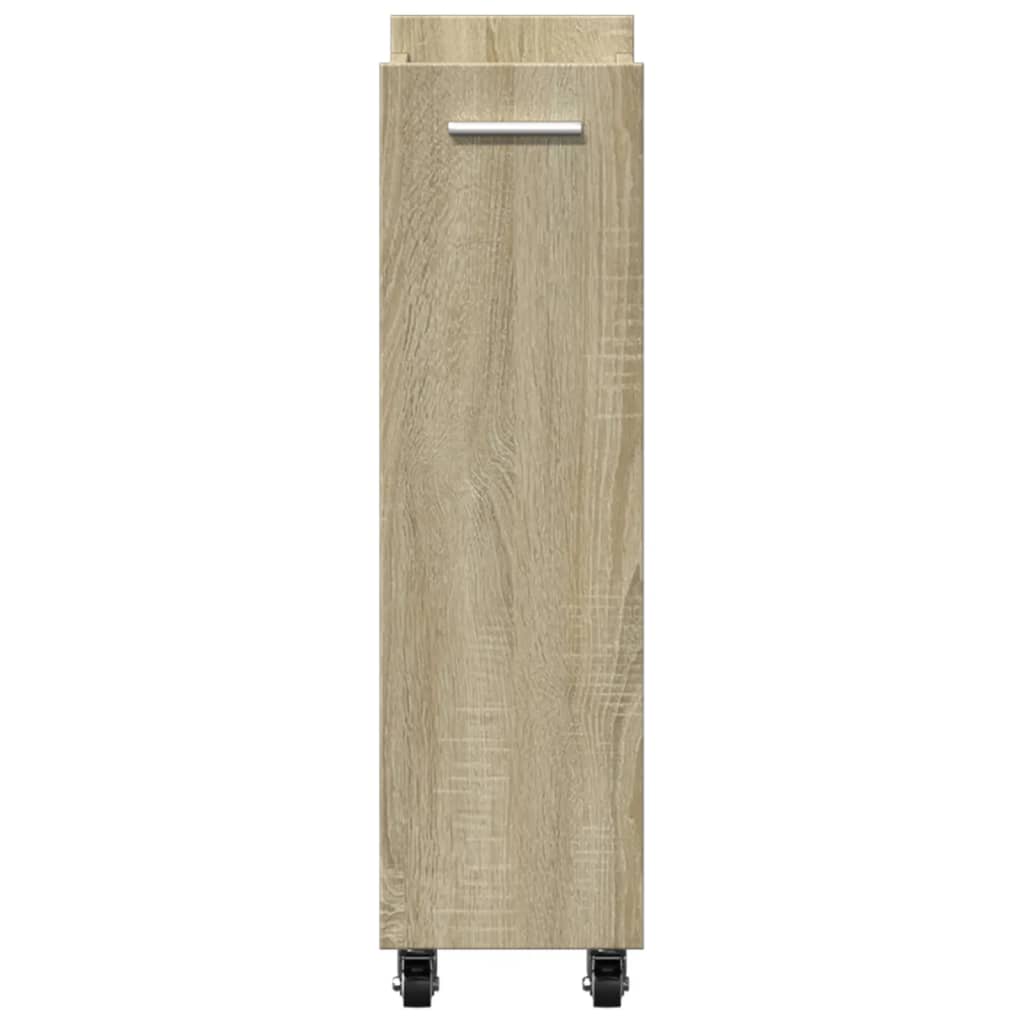skab med hjul 60x22x79 cm konstrueret træ sonoma-eg