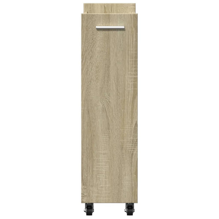 skab med hjul 60x22x79 cm konstrueret træ sonoma-eg