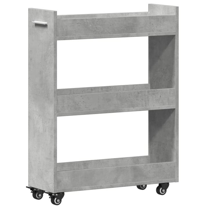 skab med hjul 60x22x79 cm konstrueret træ betongrå