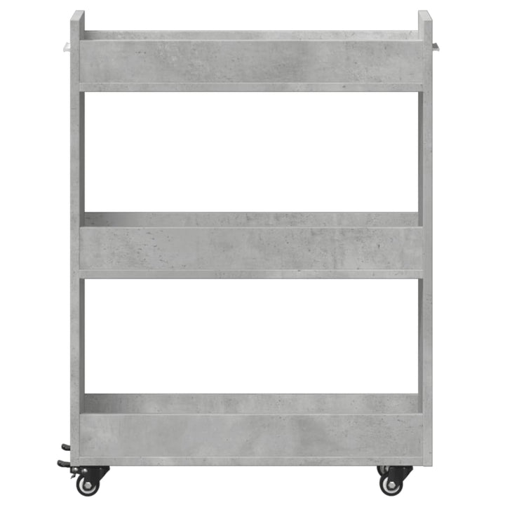 skab med hjul 60x22x79 cm konstrueret træ betongrå