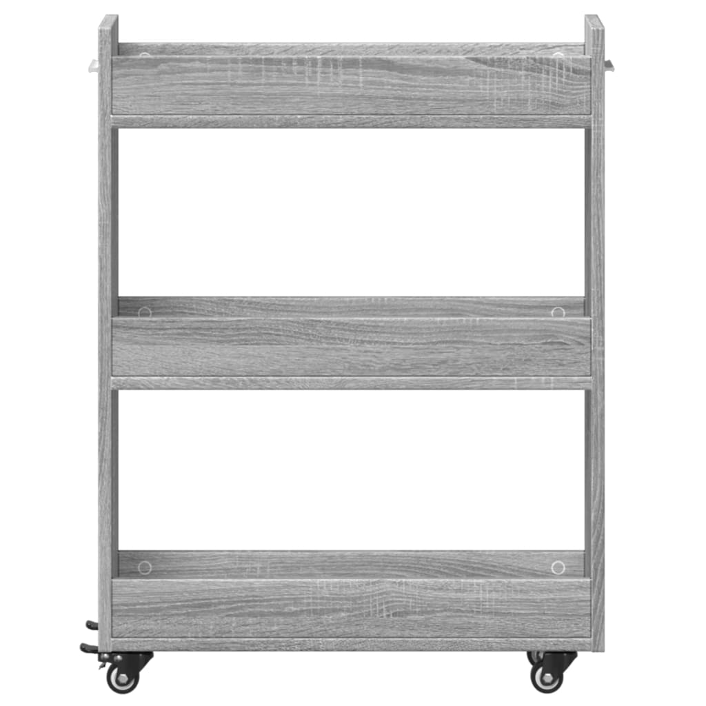 skab med hjul 60x22x79 cm konstrueret træ grå sonoma-eg